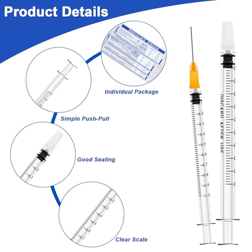 GOTRUST 12 Kleine Spritzen 1ml Kunststoffspritze, 1 ml Plastikspritze mit Stumpfe Spitze Nadel und Kappe, Fütterungsspritzen mit Messung Futterspritze Absaugspritze für Haustierfütterung, Experimente