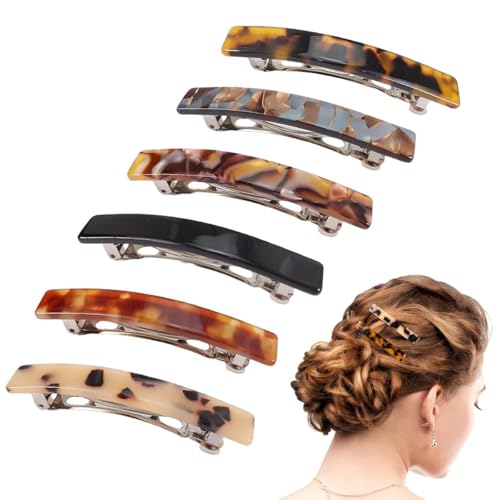 RuiChy バレッタ しっかり留まる 6本セット マルチカラー 3インチ 滑り止め 艶消し ヘアバレッタ 髪留め 髪飾り 和装 ヘアピン 前髪 ヘアクリップ おしゃれ 大人 ヘアアクセサリーのサムネイル