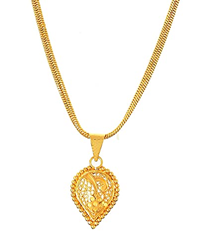 Image of Handicraft Kottage 1gm 22Ct Gold Plated chain with Pendant | latest & Stylish Celebrity Inspired Chain /Necklace /Jewellery Set /Fashion jewellery for Men, Women Boys Girls