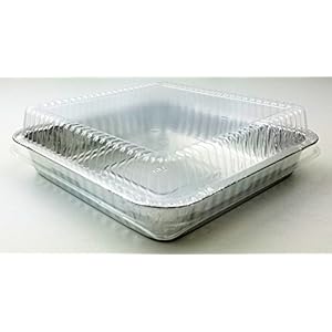 Handi-Foil Square Disposable Aluminum Foil Cake Pan w/Clear Dome Lid – REF # 308-WDL (Pack of 100 Sets)