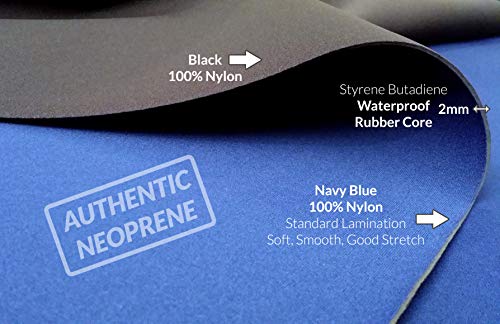 2mm Neoprene Fabric Cloth, Scuba Wetsuit Material, Stretch Nylon Neoprene Fabric for Sewing by The Square Ft. Thin Foam Rubber Sheets, Sponge Neoprene Material (Blue, 1' x 2')