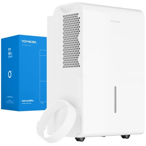 Image of hOmeLabs Dehumidifier 7,500 Sq Ft 50 Pint with Pump 120 Pint 95F, 90% RH