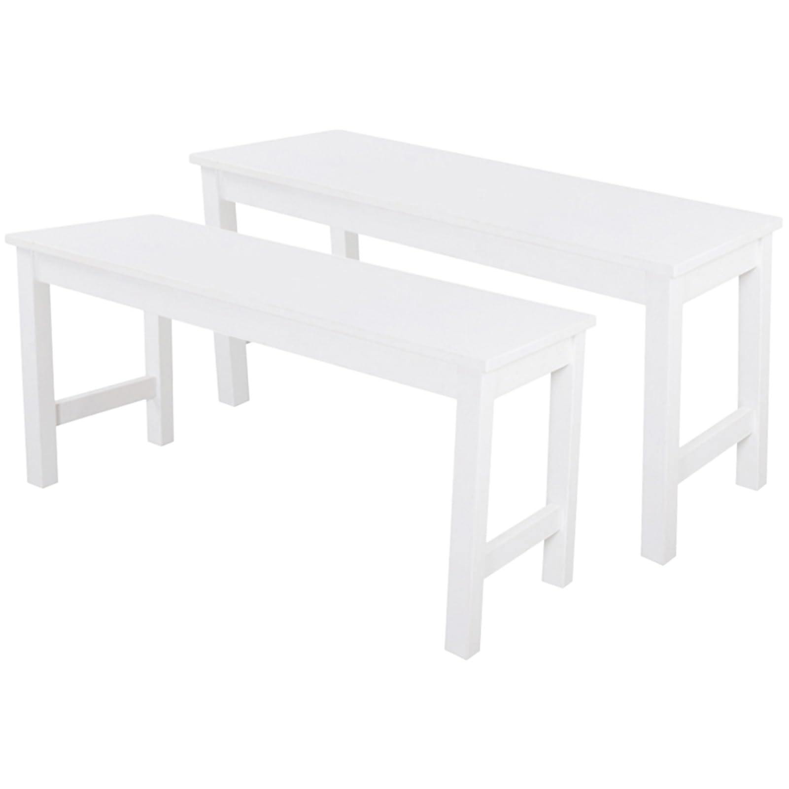 BTGGG 2pcs Dining Bench, 90cm x 35cm x 45cm Wooden Dining Room Table Bench, Outdoor Indoor Home Kitchen Benches for Living Room Bedroom Hallway Patio Backyard, White