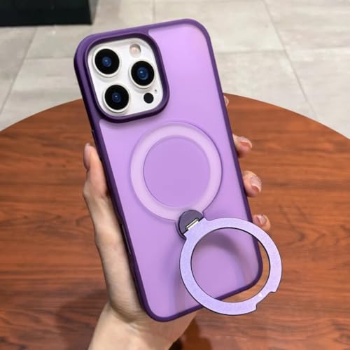 Coque iPhone 15 mate étui de chargement sans fil antichoc en PC avec anneau