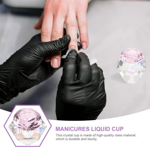 Vaso de mezcla líquido para uñas de cristal rosa hexagonal miniatura 3