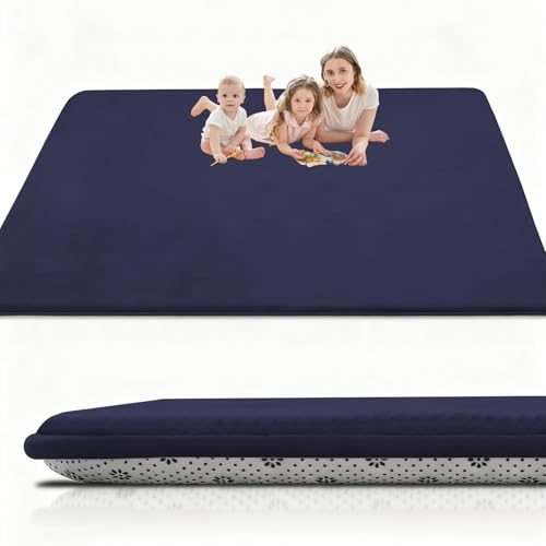 Taxestmy Alfombra De Habitacion Bebe Alfombra Bebe Gruesa 2cm Antideslizante Alfombra Habitación Infantil de Juego Bebe Claro Terciopelo Coral para Sala de Juegos, Guardería 50 x 200 cm Azul Oscuro