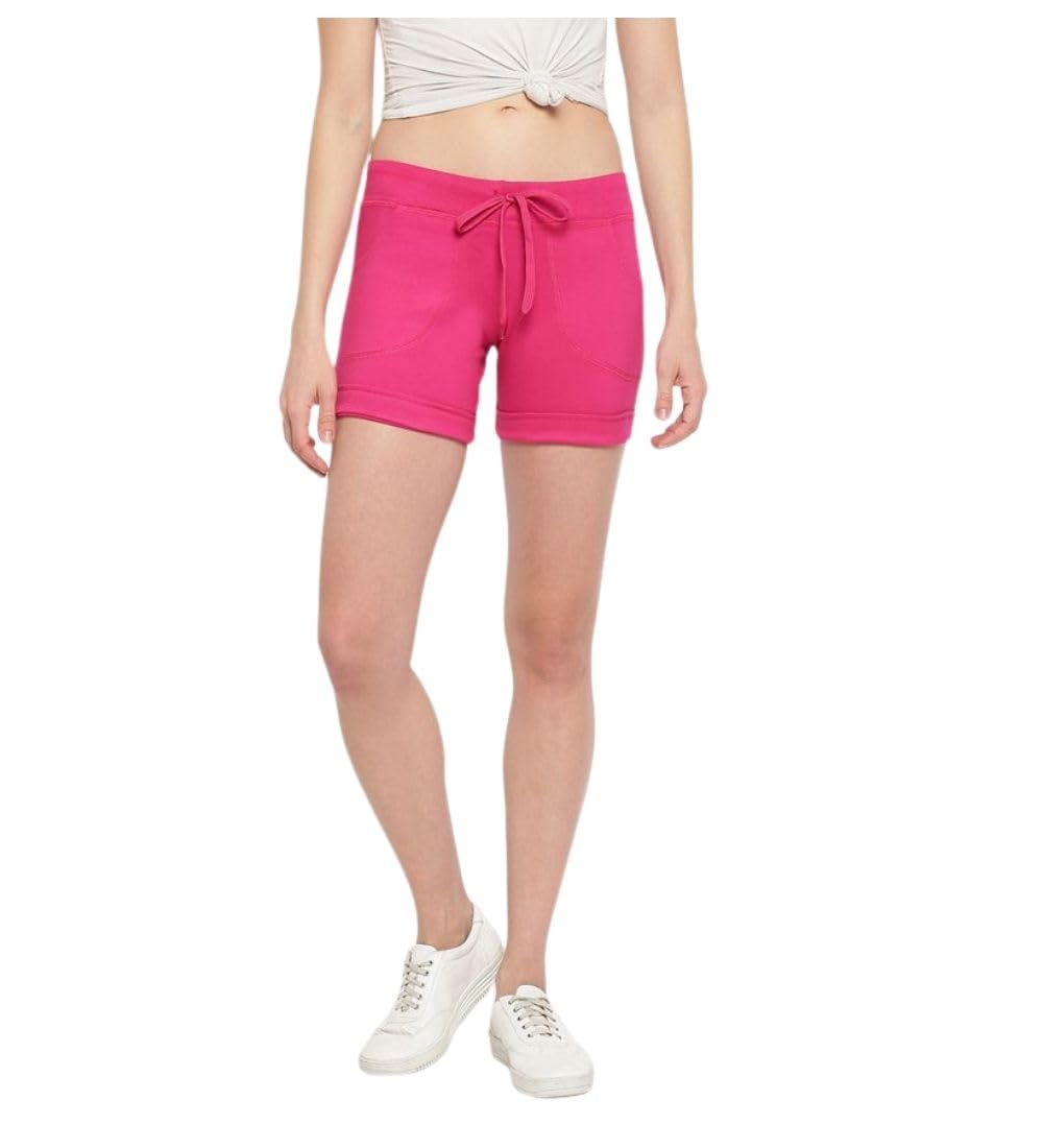 naughty galz Generic Women's Cotton Solid Elasticated Shorts (Pink, 28)-PID65422-picture-0