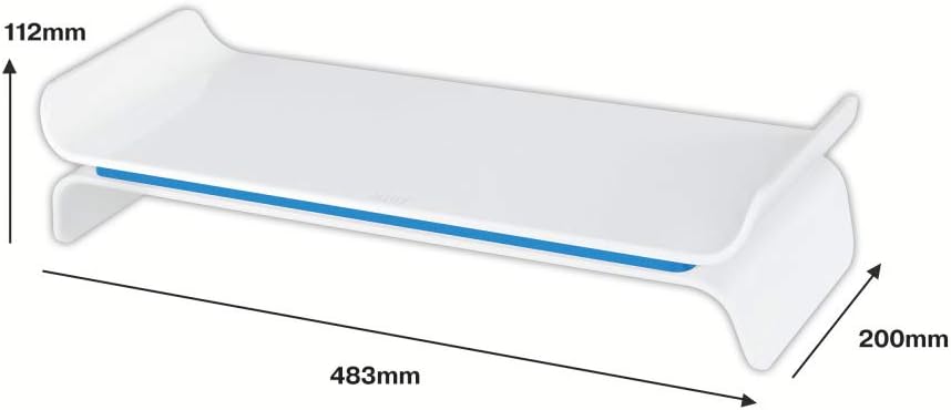 Leitz Ergo Wow Adjustable Monitor Stand, Two Height Settings, Blue/White, 65040036