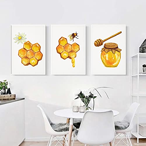 Art mural abeilles anciennes affiche vintage imprimée sur toile 50x70 cm lot de 3