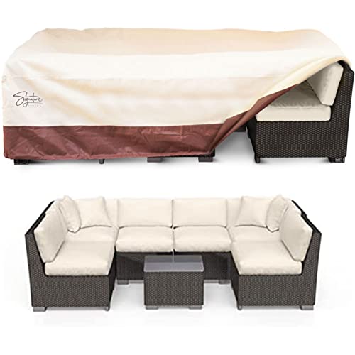Signature Living Outdoor Couch Cover Waterproof - Patio Furniture Cover, Heavy Duty, UV-Coated Polyester, for All-Weather Protection Furniture Covers for Outdoor Seating - Extra Large, 106 inch