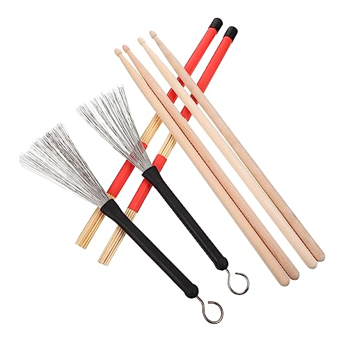 FRCOLOR 1 Set de Baquetas y Cepillos de Alambre para Batería con Bolsa de Almacenamiento, Mango Cómodo para Jazz, Ideal para Principiantes y Músicos, Accesorios Portátiles miniatura 1