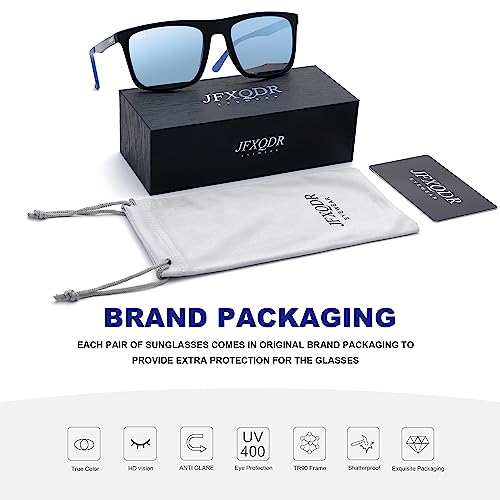 Image of Men's Polarized Sunglasses, Square Rubber Frame Carbon Fiber Temple Fishing Driving Sun Glasses UV Protection RFS8205