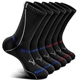 BULLIANT Compression Socks for Men 6Pairs, Athletic Crew Socks Cushioned For Men Sports Running-Arch Support(6Pairs,Shoes Size:Men 11-13)