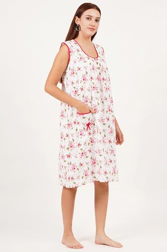 Image of Breezly Woman's Long Short Calf Length Pure Cotton Nighty