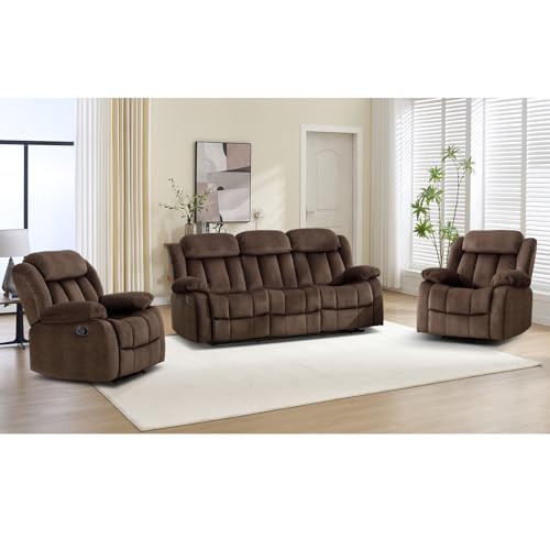 EBELLO Manual Reclining Sofa Set, Classic Recliner Sofa