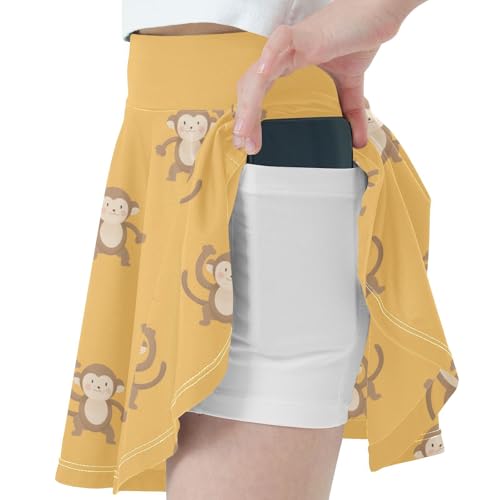 Girls Skorts High Waist Athletic Skirts with Shorts Cartoon Monkey Stretchy Teens Performance Tennis2