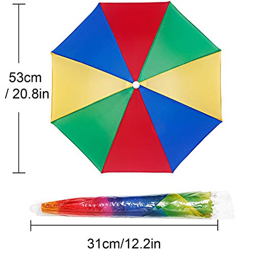 Syhood 3 Pieces Rainbow Umbrella Hats Camouflage Fishing Cap Beach Umbrella Headband in for Adults and Kids