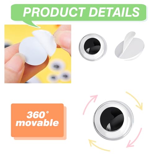 Image of TOAOB 150pcs 30mm Plastic Wiggle Googly Eyes Self Adhesive Black Round Sticker Eyes DIY Arts Crafts Scrapbooking Accessories