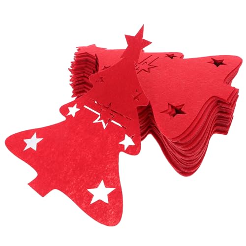 Homoyoyo Bolsas para Cubiertos Navideños de Fieltro Rojo 48 Piezas Diseño Árbol de Navidad Porta Cubiertos para Vajilla Festiva Accesorio para Decoración Mesa Navideña Organizador de