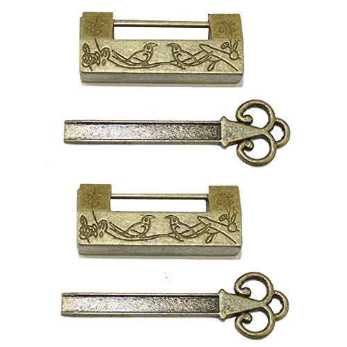 2 juegos de candados retro vintage antiguo chino con cerradura de pájaro con llave para gabinete joyero cajón maleta