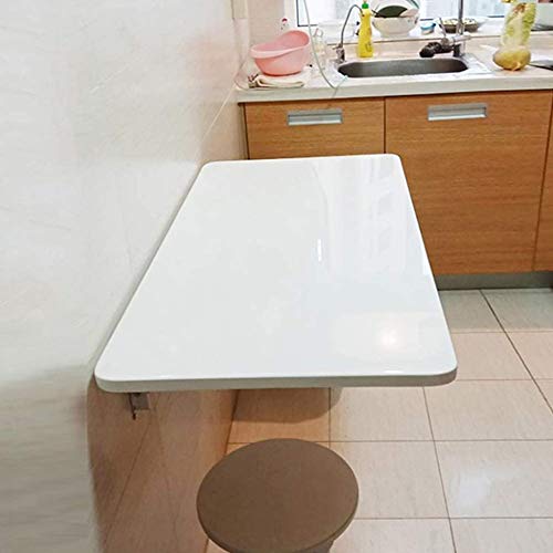 Table Murale Pliante Bureau Pliant de Table à Manger Blanc LUNEZY - 2