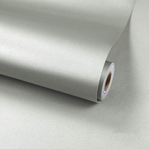 ANBILILA Papel Pintado Autoadhesivo Plateado Textura Metálica Cepillada 40x500cm,para Cocina,Salón,Dormitorio,Armario,Renovación de Muebles,Vinilo Impermeable,Decoración Industrial