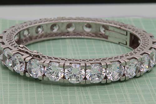 Dazzlingrock Collection 48 Carat (Ctw) Round White Cubic Zirconia Ladies Bangle, 18K White Gold #TOP2