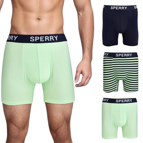 Sperry 3-Pack Men’s Quick Dry Performance Nylon Mesh Boxer Briefs, Green Multi, Small