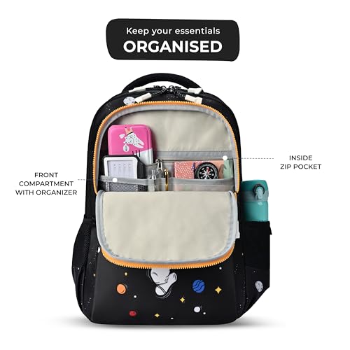 Image of Gear Floating Astronaut 3 Compartment Backpack 19 inch /33L Large Water Resistant School Bag /Casual 3 Compartment Backpack /Daypack /Kids Bag for Boys /Girls (Black-Yellow)