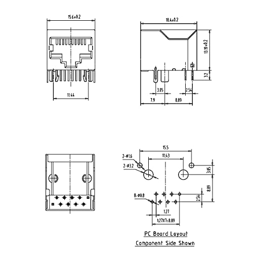 Conector RJ45 PCB Jack 10 piezas 90 grados CAT5/5e/6 miniatura 2