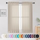 OWENIE Sheer Curtains 63 inch Length 2 Panels Set, Light Weight Soft Solid Light Filtering Fimly Sheer...