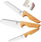 KIBBIDEA Kids Safe Knife Set for Real Cooking 4pcs, Rounded Design Won't Cut Skin, Stainless Steel Toddler Friendly Knife Set, Child Kitchen Knives for Cutting Fruits, Vegetable and Cake, Gift for Boys & Girls
