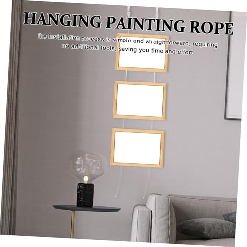 Image of Angoily 2pcs Adjustable Picture Hanging Wire System Heavy Duty Art Display Hardware for Paintings Photos and Posters Easy Installation Picture Rail Silver