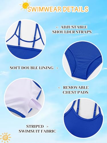 Image of Girl's 2 Piece Swimsuit Solid Spaghetti Strap Bikini Sets Beach Bathing Suit Swimwear for Teen Kids
