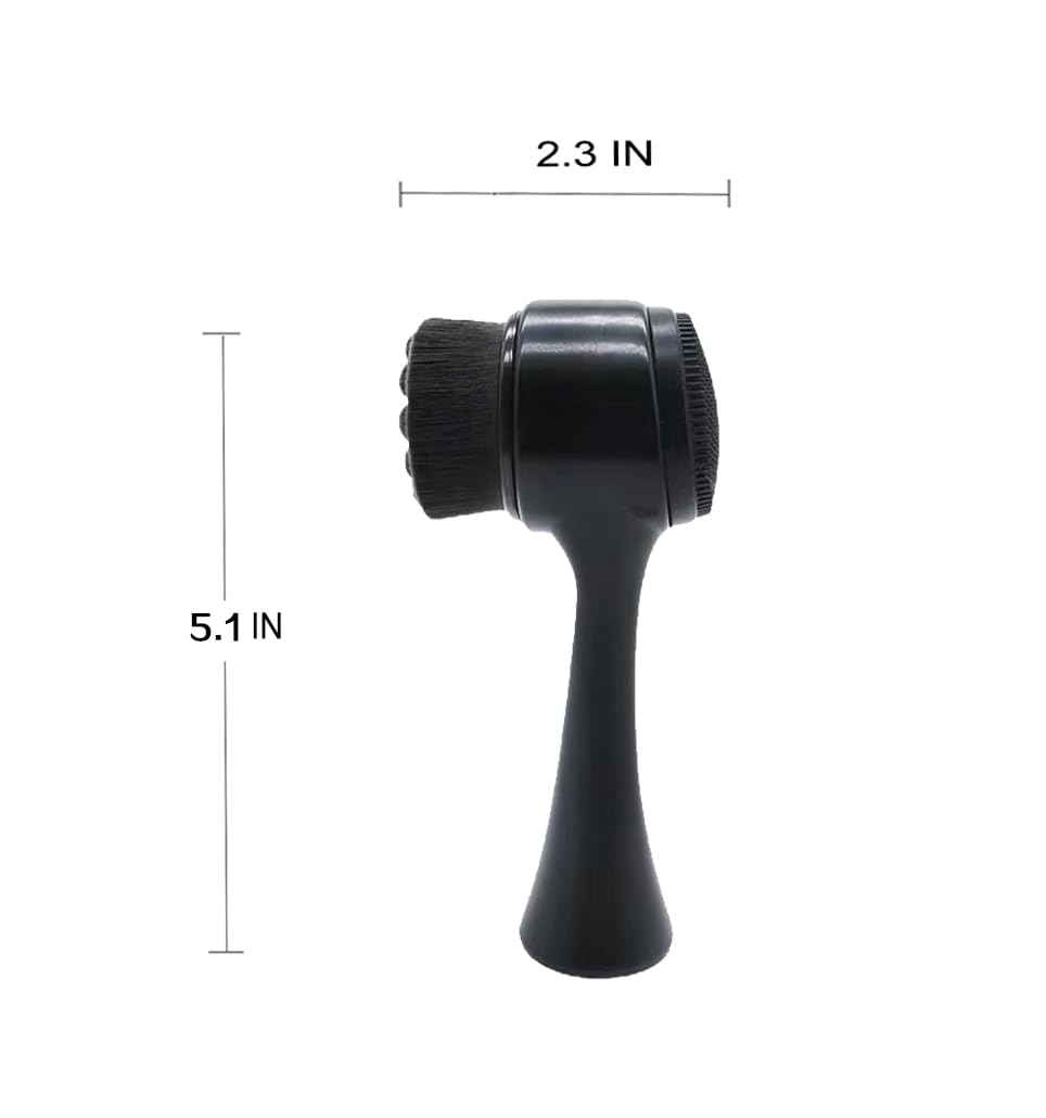 Facial Cleansing Brush 2 in 1Double-Sided Facial Cleaning Brush with Soft Bristles for Deep Pore Exfoliation, Wash Makeup, Massaging (Black)