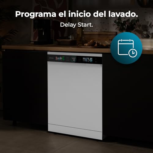 Cecotec Lave-vaisselle Compact de 60 cm Bolero Aguazero 6320 D, 1900W, 15 Couverts, 8 Programmes, Écran FullColor XXL, Smart Wash, UV Light, Turbo Dry+, AutoClean, Demi-charge, Départ Différé, Kidlock