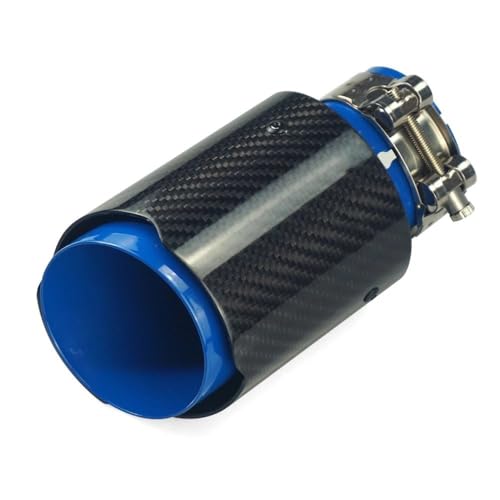 Silenciador de escape de acero inoxidable y fibra de carbono brillante universal azul 6