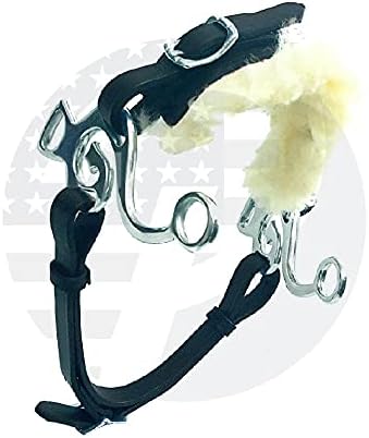 Hackamore Bitless Horse Bit English Western Black Leather with Genuine Fur