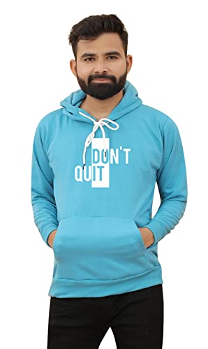 Image of Don't Quit Print Hooded Neck Kangaroo Pocket Winter Wear Sweatshirt for Mens & Boys