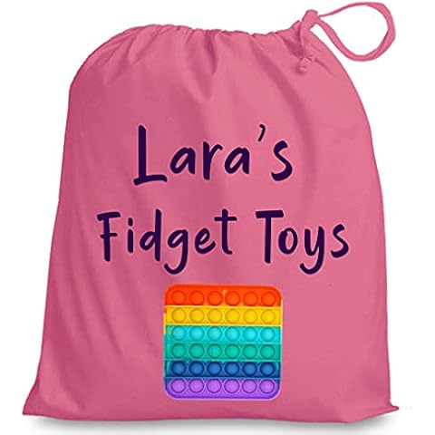 Personalised Fidget Toys Storage Drawstring Bag (Pink, Large 35cm x 48cm) Cover