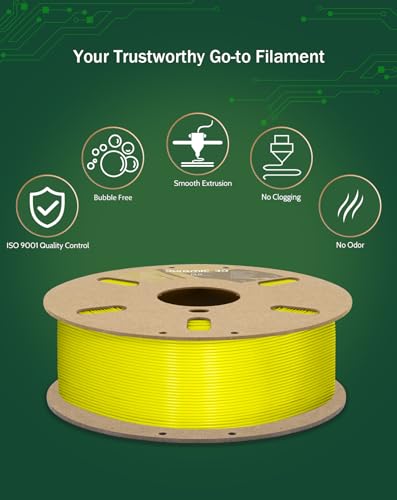 Image of DURAMIC 3D PLA Filament Basic for 3D Printer Neatly Wound Easy Printing | 3D Printing Filament 1.75mm, Dimensional Accuracy + /- 0.02 mm, Fit Most FDM 3D Printers 1KG PLA Bright Yellow