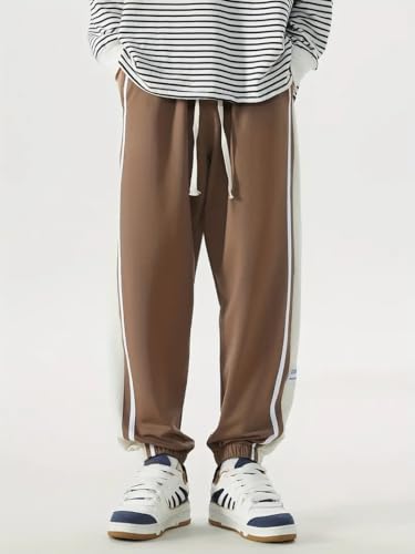 Image of Q - RIOUS Men's Black Colorblock Jogger Sweatpant | Contrast Side Stripe Sportswear | Casual & Gym Wear
