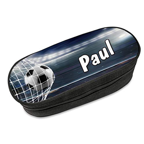 Wandtattoo Loft Federmäppchen Jungen mit Fussball Motiv, personalisierbar mit Wunschnamen, Schlampermäppchen, Federtasche, Mäppchen, Federmappe Fussball, Etui, Pencil Case Boy, Einschulungsgeschenk