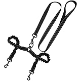 【Correa Elástica que Absorbe los Golpes】Nuestra correa para perros doble negra es extremadamente elástica. Y se puede estirar hasta 80 cm. Al tiempo que garantiza la seguridad y absorbe el impacto del movimiento rápido de los perros, las mascotas tienen la máxima libertad. Deje que su mascota libere energía sin preocupaciones y disfrute de la diversión de caminar.