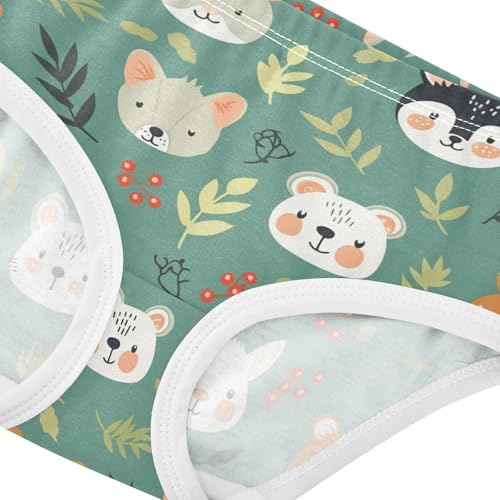 Wusikd Cute Animal Forest Girls' Underwear Cotton Green Girls Briefs Soft Toddler Underwear 2T4