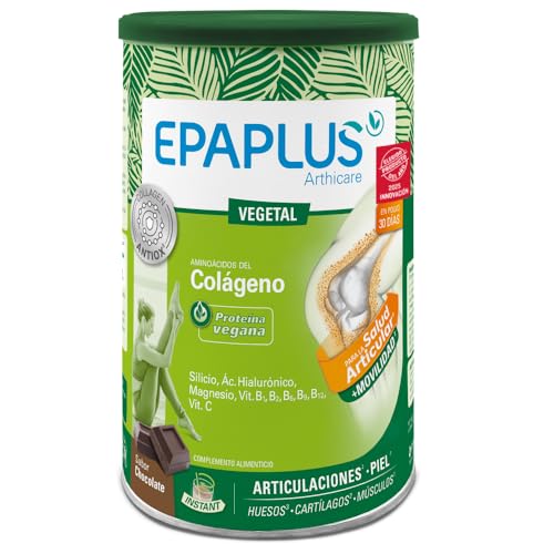 EPAPLUS Arthicare Vegetal | Aminoácidos del Colágeno | 100% Vegano | Silicio (Extracto de Bambú), Ácido Hialurónico, Magnesio, Vitaminas B1, B2, B6, B9 y B12 | Nuevo Sabor Chocolate | 30 Días