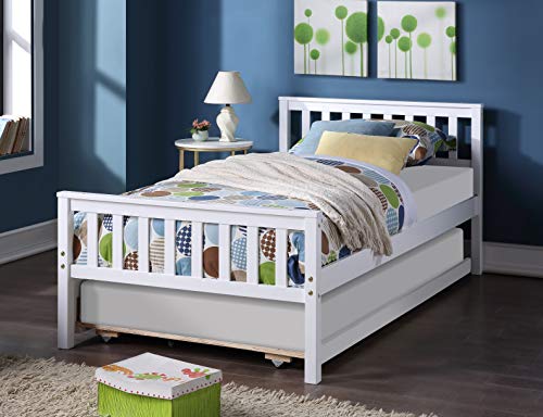 Goujxcy Wood Twin Bed with 2 Storage Drawers, Mattress Foundation with Wood Slat Support/No Box Spring Needed/Easy Assembly for Kids Platform, Twin (T2-White)