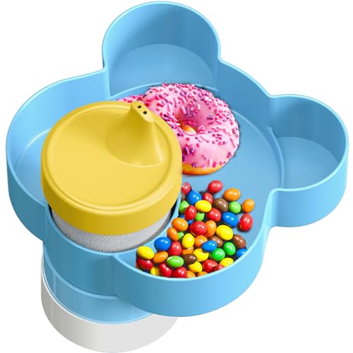 Image of Car Seat Tray - Convert Cup Holder to Snacks, Toys Tray for Kids Travel, 360 Rotatable (Blue)