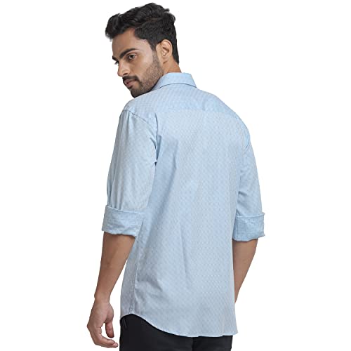Image of Park Avenue Men's Full Sleeve Slim Fit Medium Green Formal Shirt