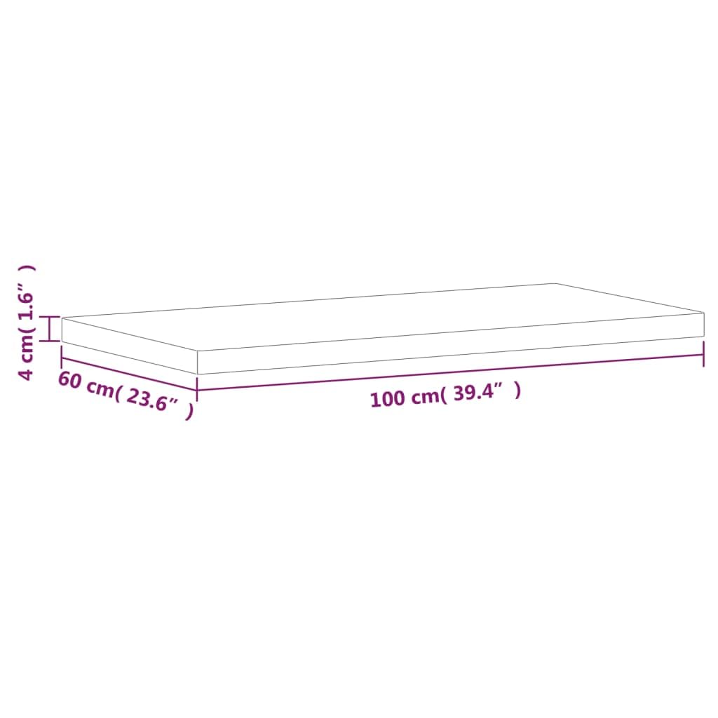 vidaXL Encimera de Baño, Tablero de Lavabo Estante, Encimera de Tocador Armario, Encimera para Casa, Madera Maciza de Haya 100x60x4 cm